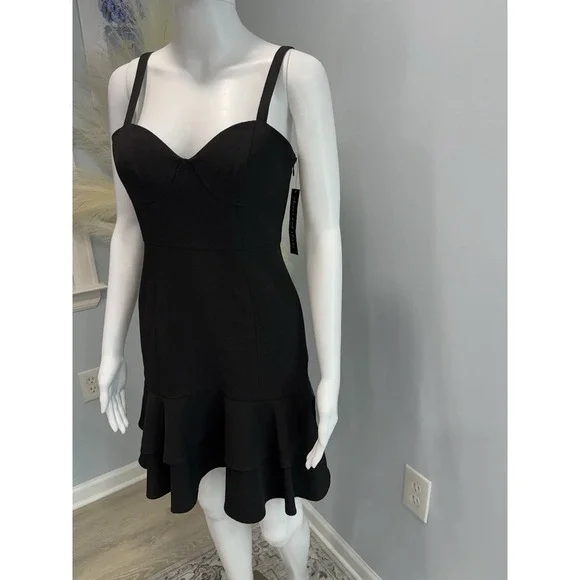 Clover & Sloane Black Fit & Flare Mini Dress Spaghetti Strap Women's Small NWT - Picture 3 of 12